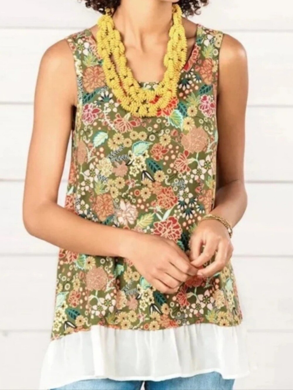 Matilda Jane Medium Womens Open Orchard Happy Floral Tank Top Sleeveless